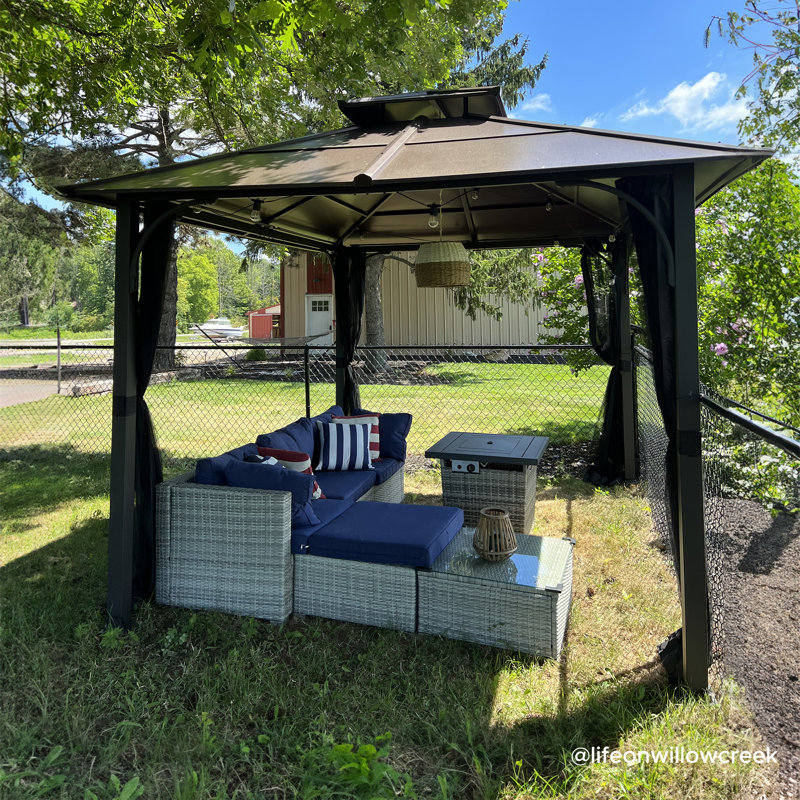 Sunjoy Hardtop Gazebo 10 x 12 ft. Outdoor Gazebo, Heavy Duty Steel